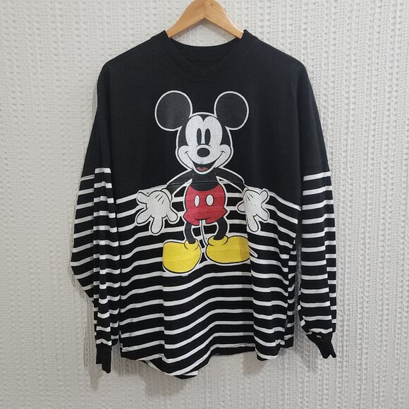 Disney Mickey Mouse Spirit Jersey Black White Striped True Original Size Medium - Picture 2 of 11